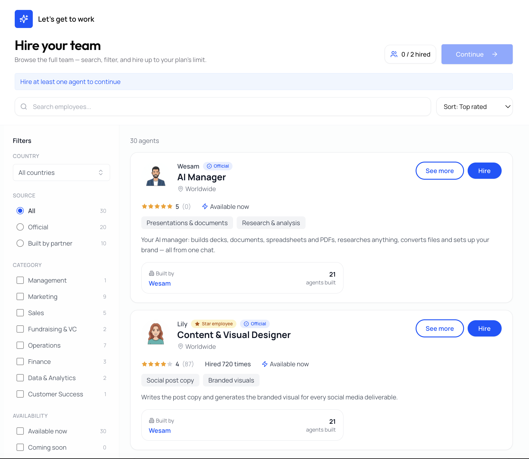 Hire your team